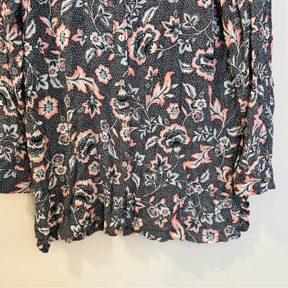 J. Jill Marvelflor Floral Tunic Rayon Side Slit Blouse Women’s Size PL - Picture 5 of 15